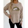 A Leopard Print Embroidered Sequined Lip Personalized Round-neck Pullover Sweater for Women