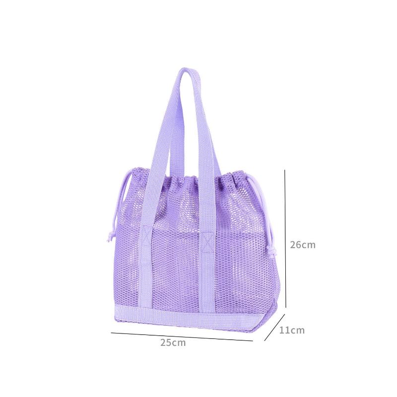 Mesh Drawstring Tote Bag Quick Dry Durable Large Capacity Multipurpose Handbag for Gym Swimming Beach Outdoor Hiking Use