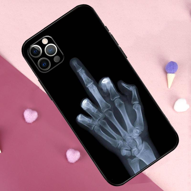 Skeleton Middle Finger Phone Case For iPhone 17 Pro Max 11 14 15 16 Pro Max Plus 13 12 Mini 16e 17 Air Back Cover