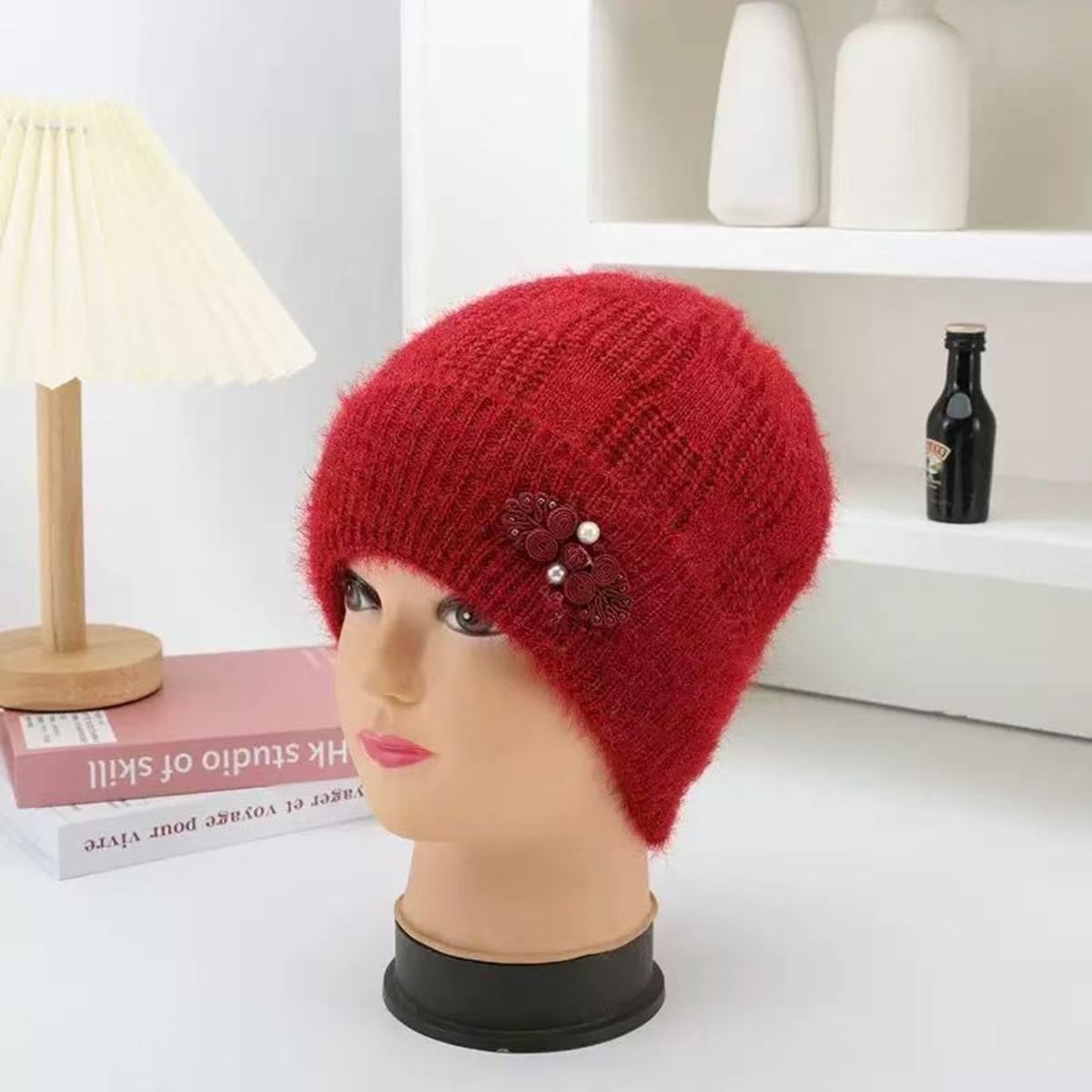 

Жіноча стильна шапка з імітації норки на осінь та зиму з теплою та модною шапкою-носком One Size