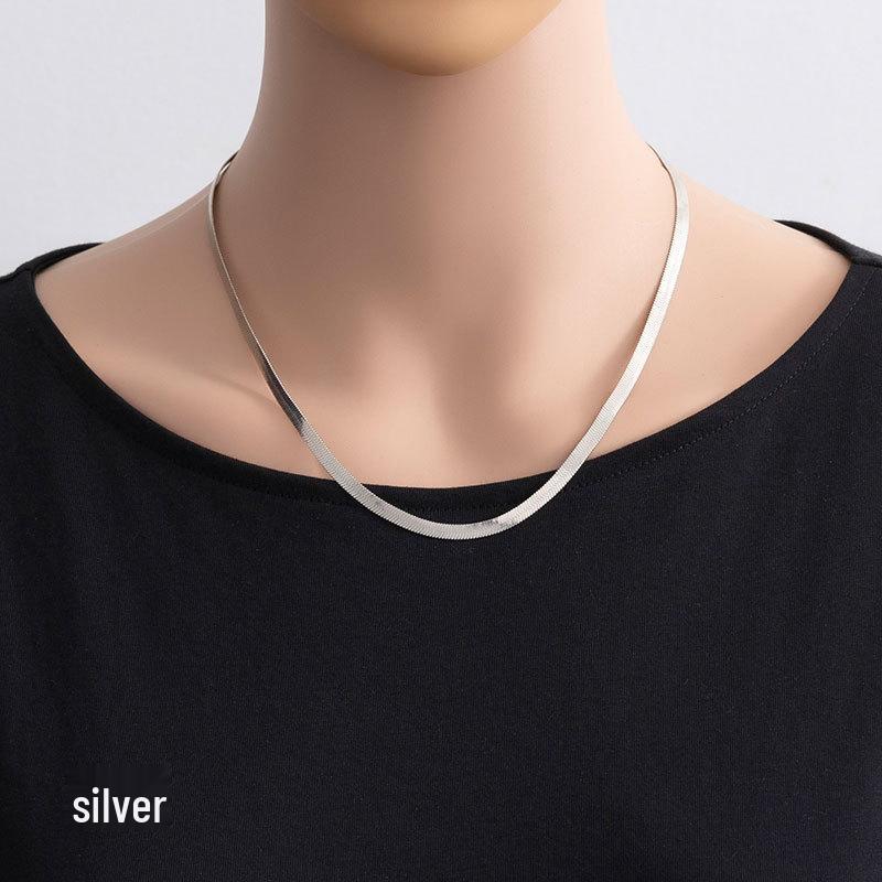 Flat Snake Bone Clavicle Necklace - Non-Fading, Unisex Matching Chain Jewelry