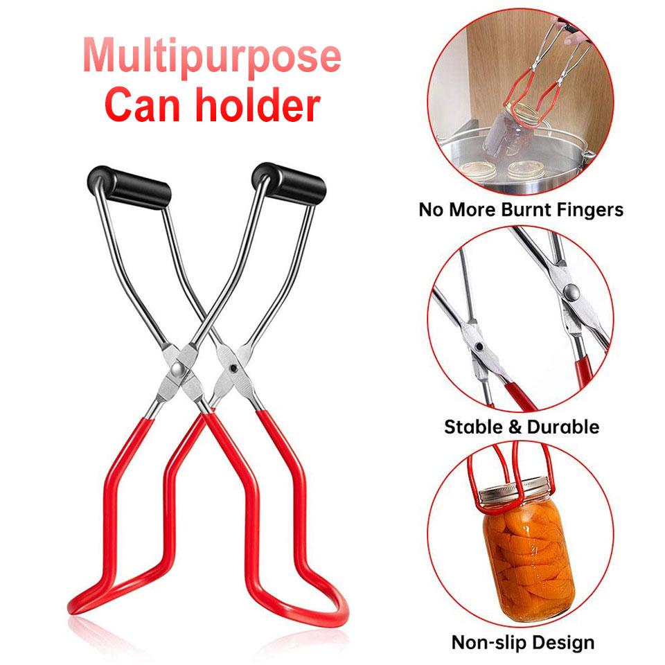 Canning Jar Lifter With Grip Handle Stainless Steel Can Tongs Clip Non-slip Jar Clip Glass Bottle Holder Wide Mouth Bottle Clamp