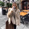 Women's Short Faux Fox Fur Coat Stand Collar Warm Winter Jacket Casual Streetwear