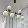 Modern 6 Light Mid Century Home Drawing Room Lobby & Dinning Table Lights Home Décor Frosted Glass Globe Linear Chandeliers