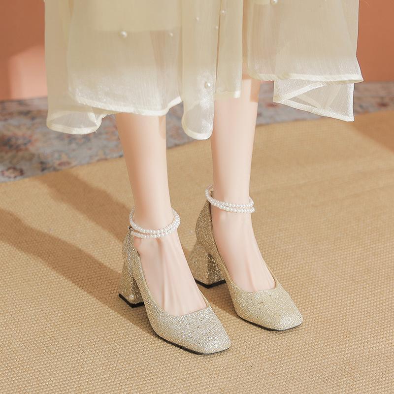 

Туфли на высоком каблуке женские серебряные свадебные туфли He Xiu свадебное платье два надевают одиночные туфли с кристаллами 40