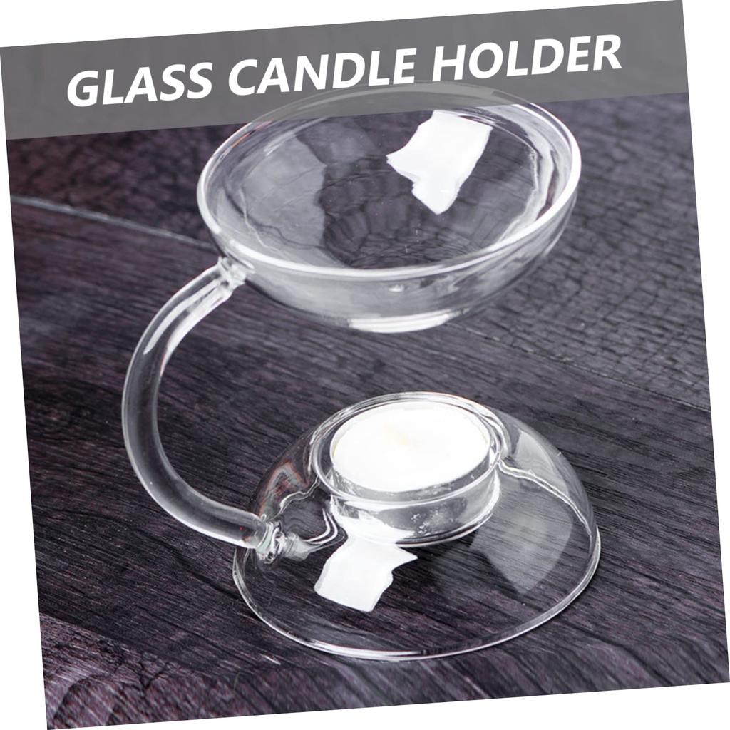 NUOLUX Glass Candle Holder, Tabletop Glass Essential Oil Burner, Tealight Candle Holder
