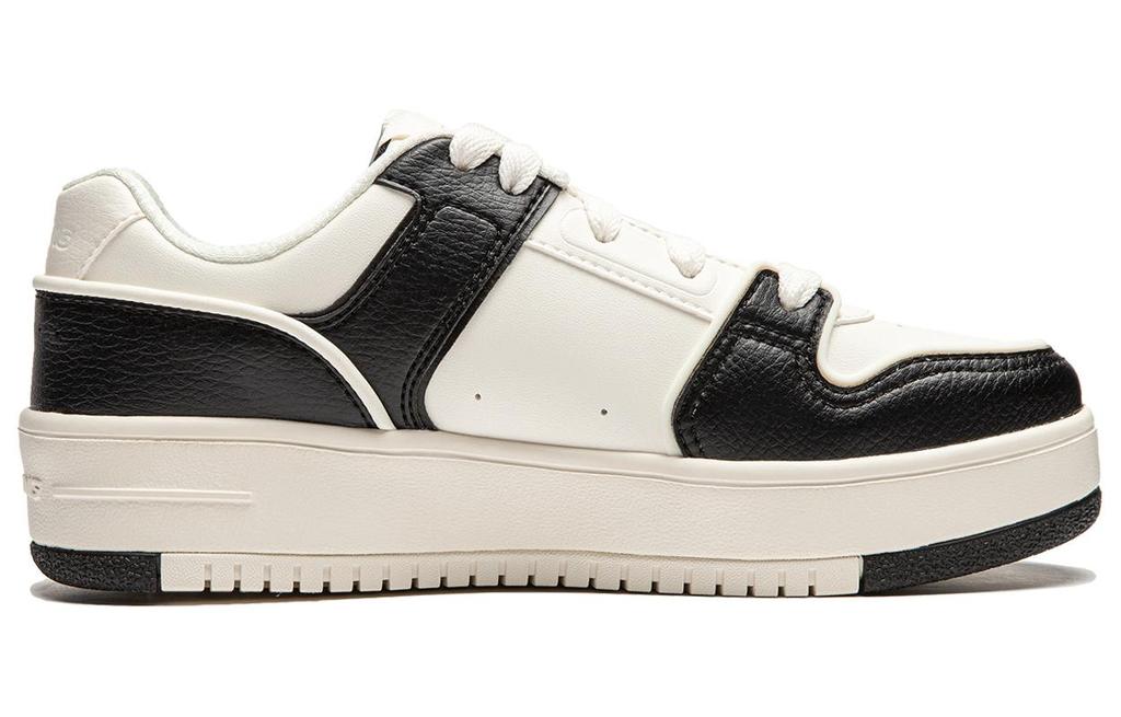 Li Ning Cheese Slip Resistant Low Top Skateboard Shoes Women's Black White AGCU104-4