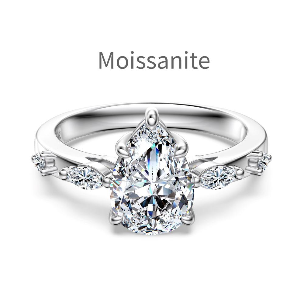Dylam Sparkle New Design Fine Jewelry S925 Silver Eternity Band Pear Shape D VVS1 Moissanite Wedding Engagement Promise Rings