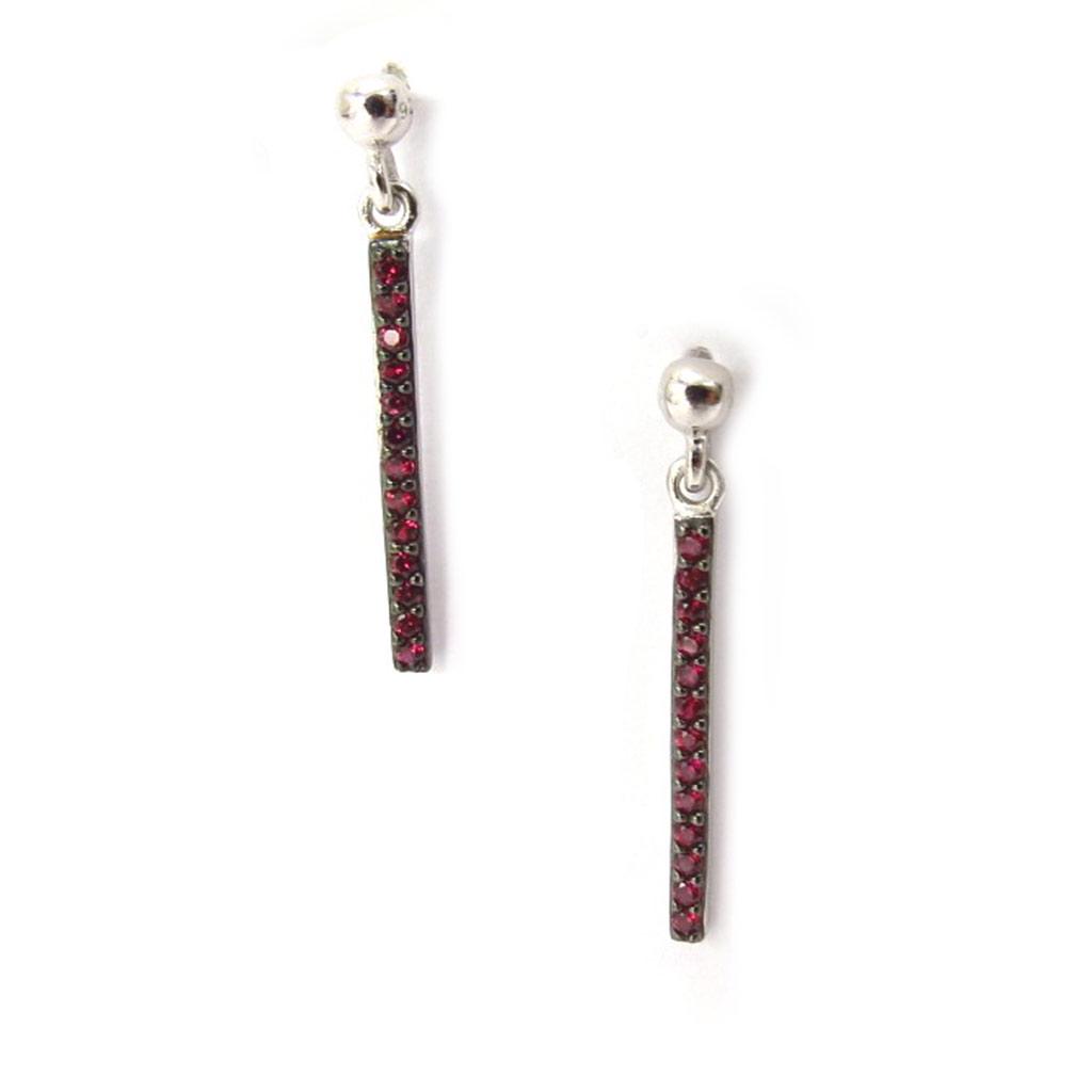 Les Trésors De Lily [K3827] - Silver Pink 'Goddess' Silver Earrings (rhodium-plated) - 24x1. 5mm