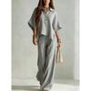 Women's Casual Dolman Sleeve Polo Shirt & Wide Leg Pants 2 Piece Loungewear Set