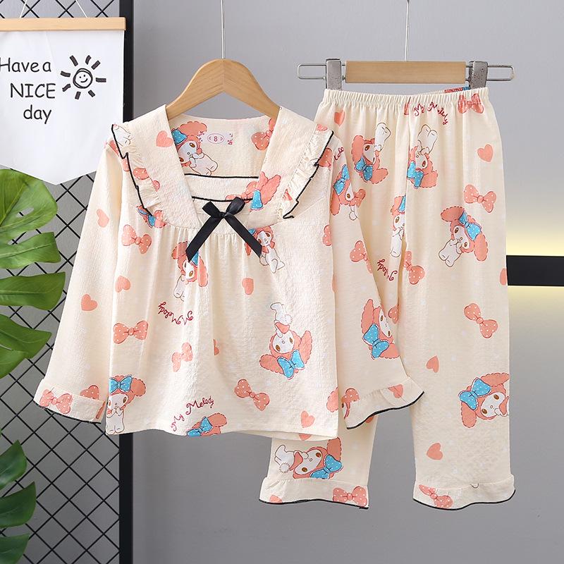 Cross-Border Girls' Cotton Cartoon Pajama Set - Long Sleeve Princess Homewear for Spring and Autumn.