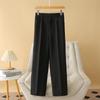 High-Waisted Black Slimming Elastic Waist Suit Pants for Women - Plus Size, Professional Wear for Spring and Autumn