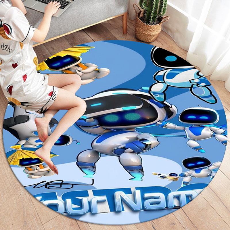 ASTRO BOT Custom Name Round Area Rug,Carpet Rug for Living Room Bedroom Sofa Playroom Decor,Non-slip Floor Mat