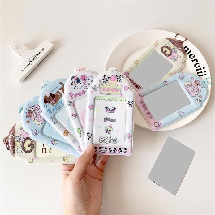 Portafoto Coreano Popolare con Portachiavi, Custodia in Plastica per Fototessere, Porta Tessere ID Bancarie e di Credito, Protezione, Regali
