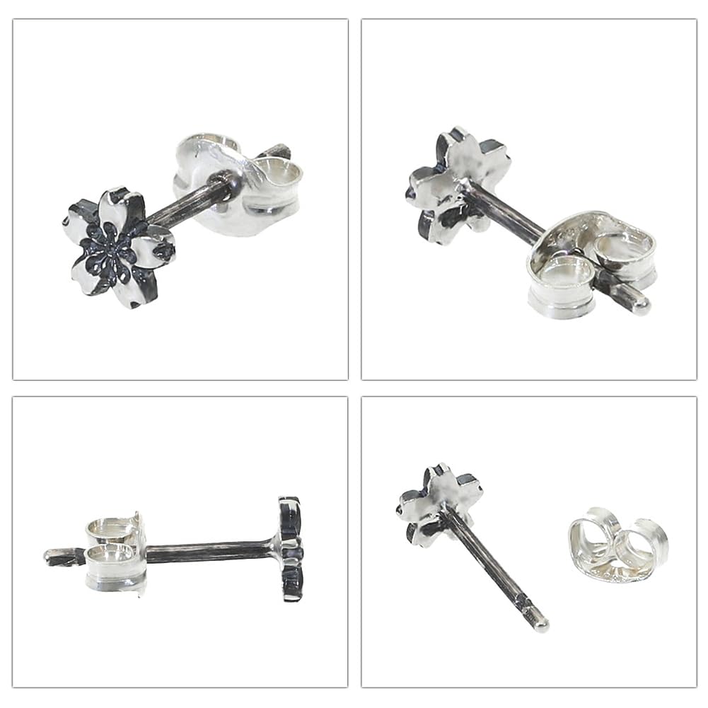 Ryutou Cherry Blossom Earrings, Small, Single Earring, Men's Silver Stud Earrings, 925 Sterling Silver, Traditional Technique