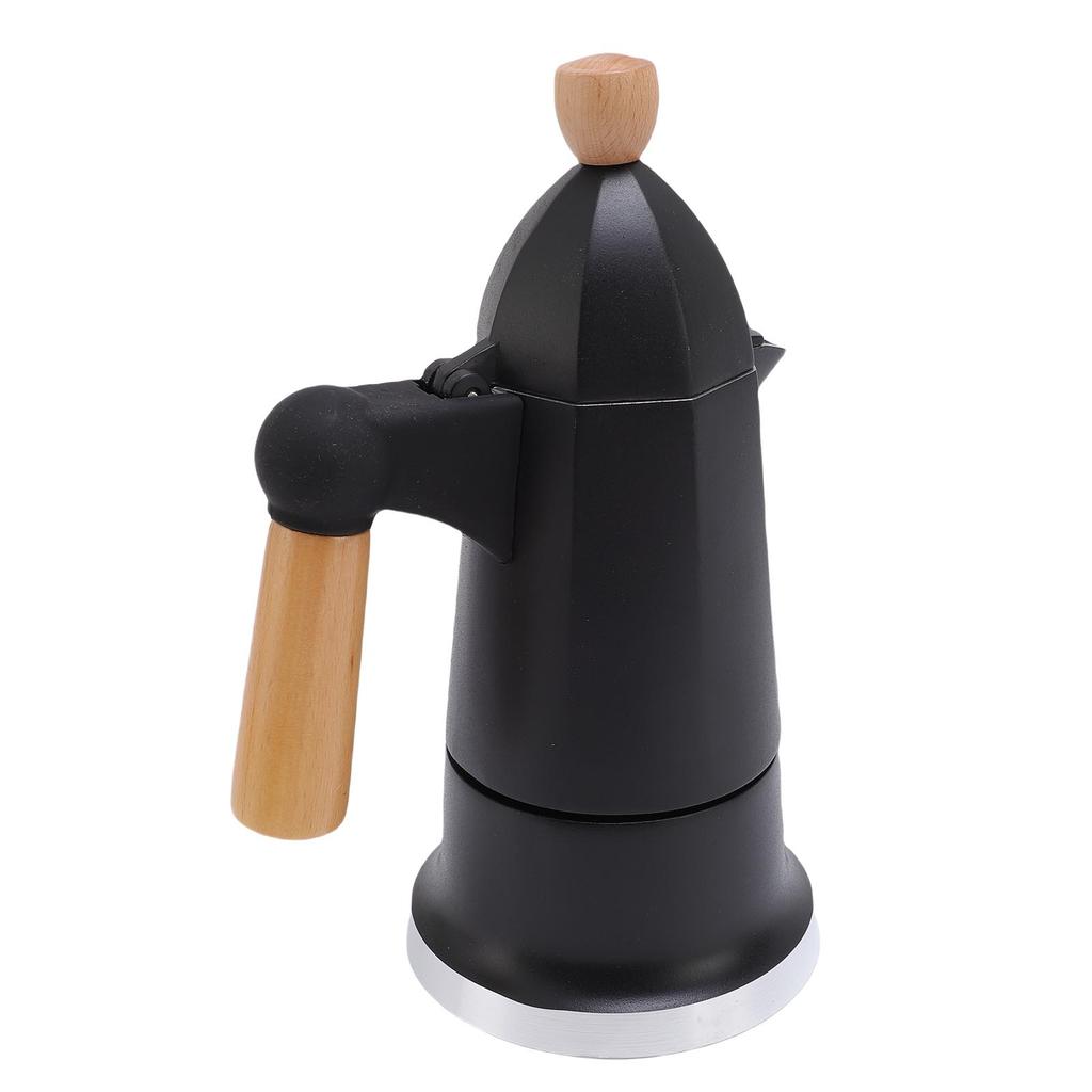 Stovetop Coffee Maker 3 Cups Single Valve Aluminum Alloy Percolator Coffee Maker Pot with Wooden Handle for Home Use