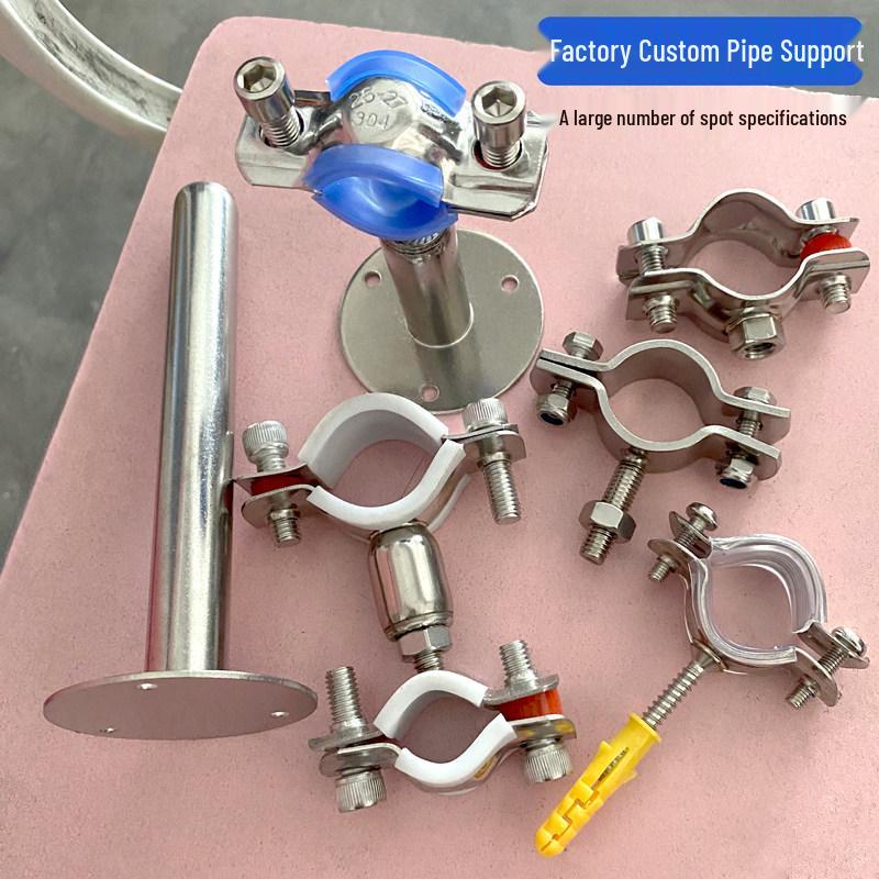 

Stainless Steel Adjustable Hoop Clamp with Blue Anti-slip Pad for Water and Gas Pipes.