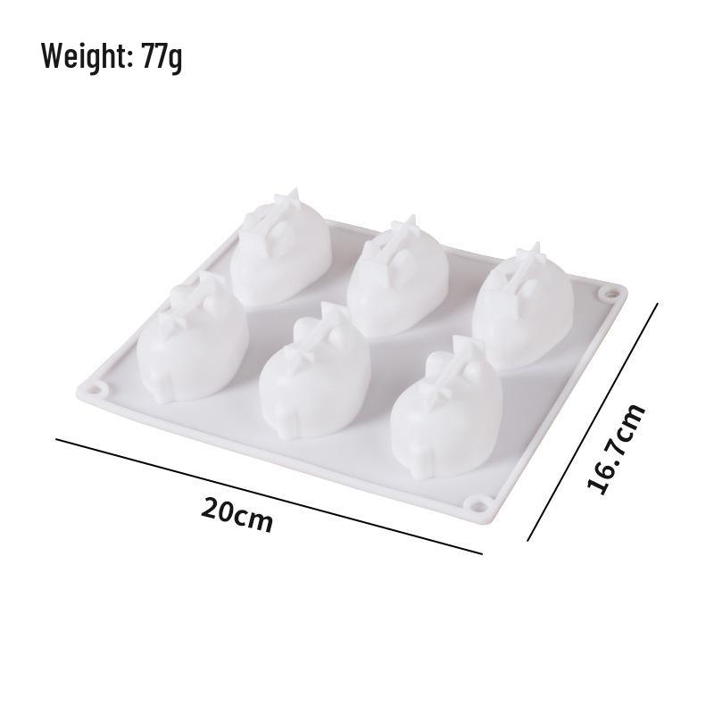 6-Cavity Silicone Bunny Mousse & Cake Mold for Halloween Festival