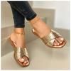 Large Size Slippers Women Wish Summer New Comfortable Outer Wear Patent Leather Casual Flat Slippers
