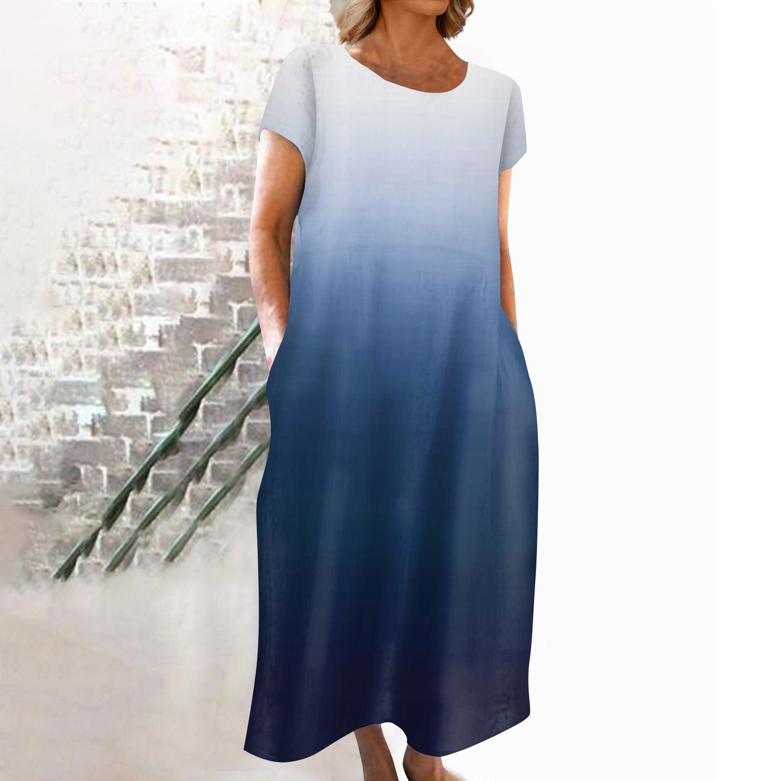 Fashion Women s Summer Round Neck Casual Fashion Printed Pullover Sleeveless Dress XXXL