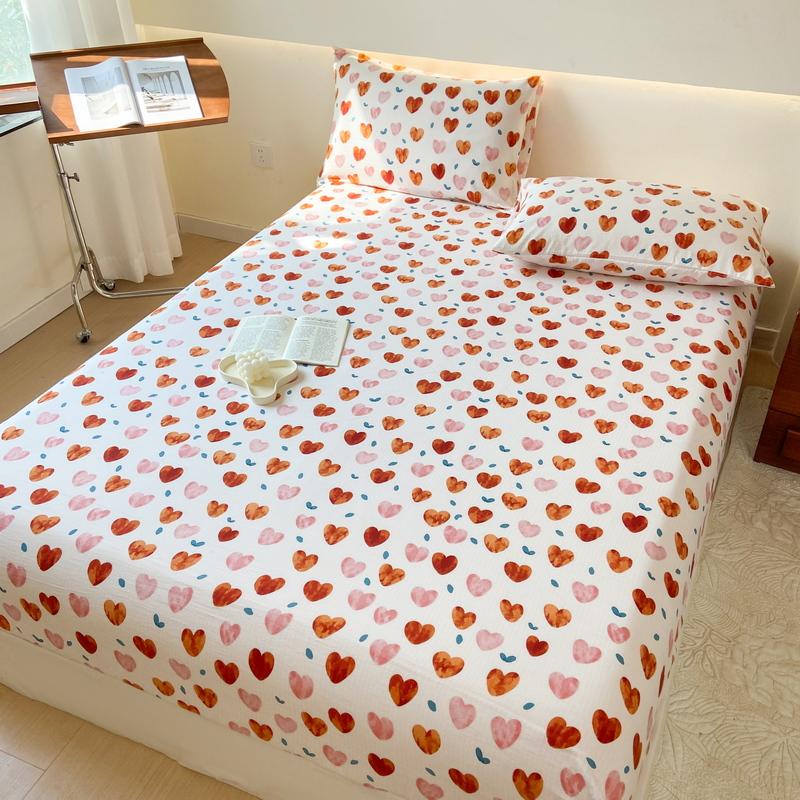 Type A Floral Printed Fitted Sheet Cotton Mattress Protector (No Pillowcase)