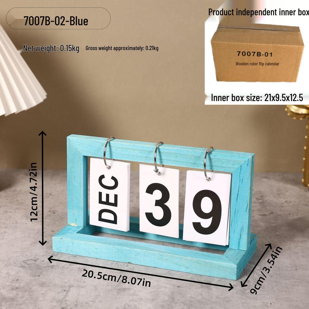 Simple Wood Flip Calendar: Perpetual Desk Ornament & Photo Prop