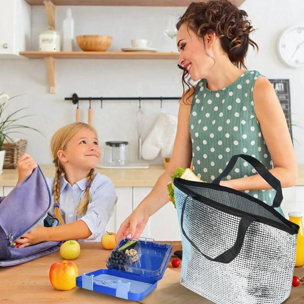 Insulated Food Bag Thermal Lunch Bag Waterproof Aluminum Foil Pouch Beach Camping Travel Picnic Takeaway Delivery Meal Container