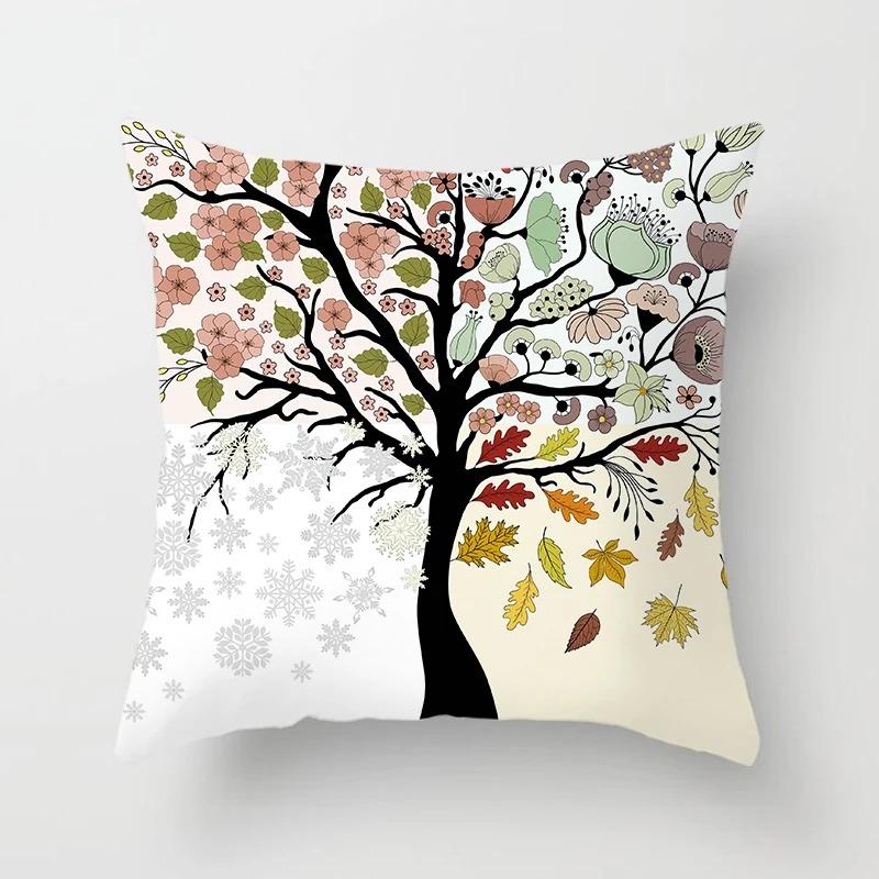 Colorful Tree Pattern Pillowcase Interior Decoration Office Living Room Home Pillowcase