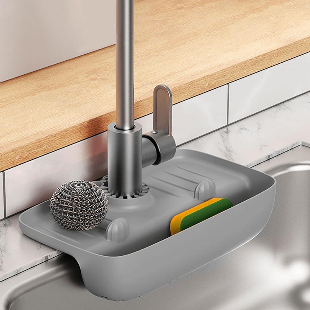 Water Collecting Pad Silicone Sink Drain Rack Splash Proof Kitchen Sink Shelf Organizer