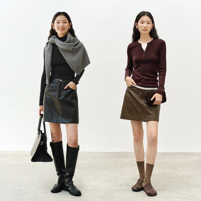 WHIteALLUSION Retro PU Leather Mini Skirt M