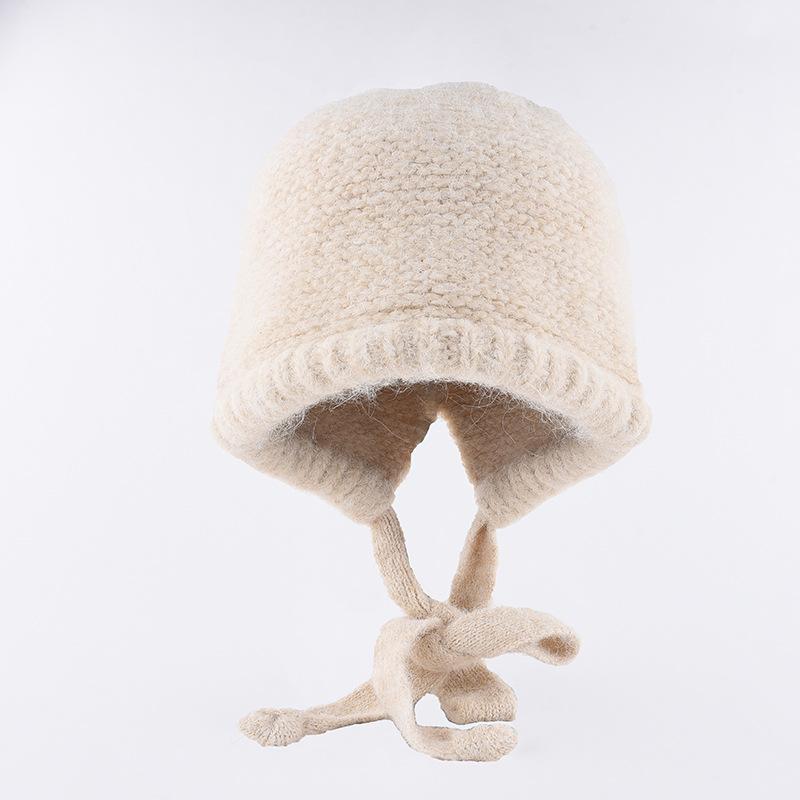 Mütze Damen Winter Warm Ohrenschutz Gestrickte Überziehmütze Sturmhaube Hut Band Doppelnutzung Plüsch Blitzmütze