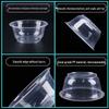 Disposable Transparent Plastic Bowl & Chopsticks Set for Rice, Noodles, Soup, Tangyuan - Small Round Bowls with Lids for Home & Commercial Use