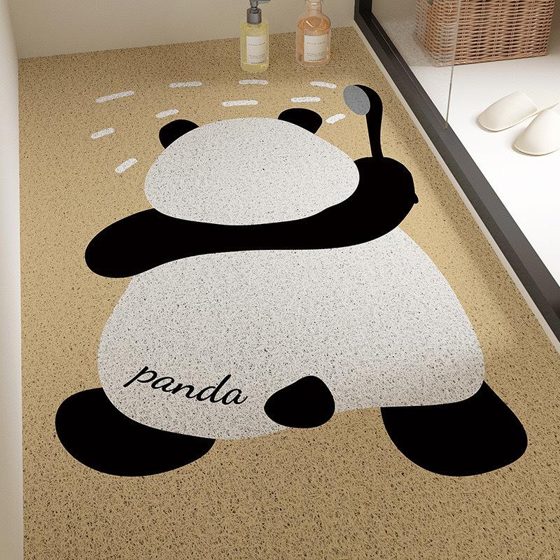 

Мультяшный Панда Шелковый Круг Коврик для Ванной Комнаты ПВХ Нескользящий Коврик для Пола Можно Обрезать 40*60cm
