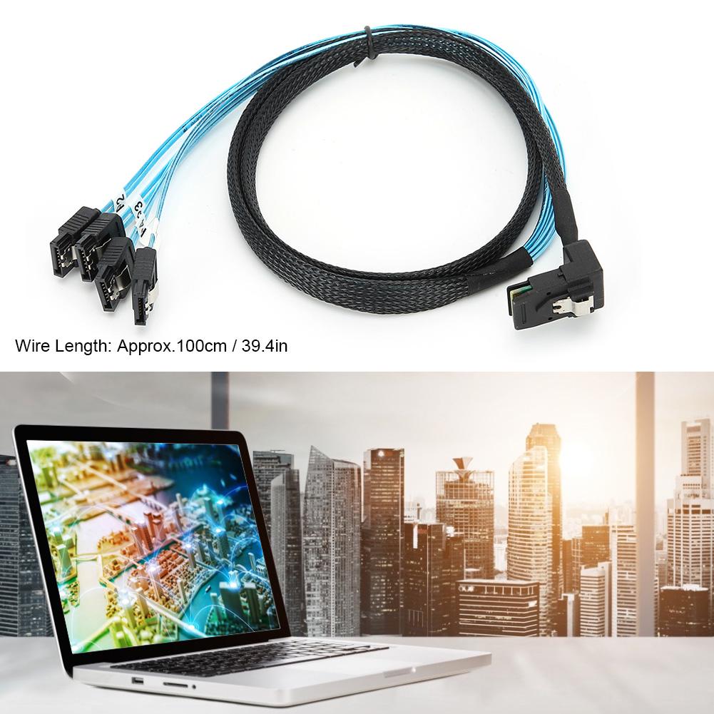 Mini SAS 36PIN Kabel Hardware 90 Grad auf 4SATA Internes Festplattenkabel H0206 1 Meter