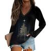 Damen Casual Fashion Weihnachten Grafik Gedruckt Casual Print Langarm V-Ausschnitt Pullover Top Bluse