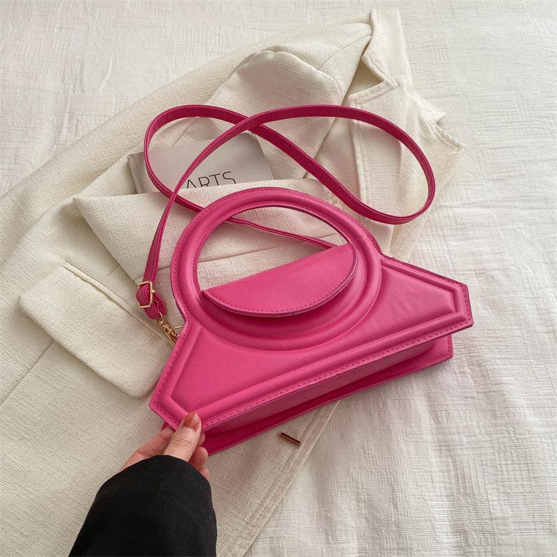 

Шикарная простая сумка из ПУ, модная однотонная женская сумка через плечо, маленькая квадратная сумка роза розовый