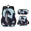 Wings of Fire 3-delige Set Rugzak Pennenhouder Schoudertas Grote Capaciteit Cartoon Print Basisschool Jongens en Meisjes Trendy Stijl