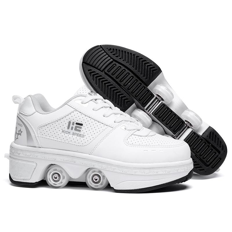Roller Shoes with Wheels: Parent-Child Transformable Skating Shoes for Men, Women, and Children with Inline Skating and Night Glow Features.