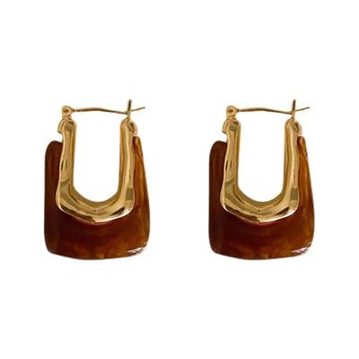 BETHNISIER U-Creolen, Acryl- und Metall-Tropfenohrringe, einfache und elegante Ohrringe für Frauen, Mädchen, Bürodame, einzigartiger Schmuck für den Alltag