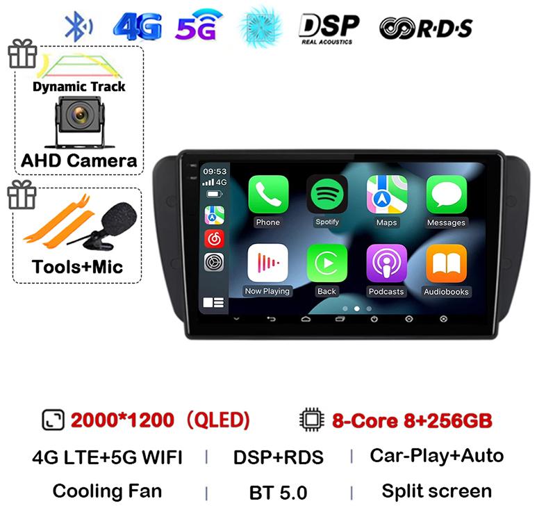 Android 14 Carplay Auto Car Radio For Seat Ibiza 6j 2009 2010 2012 2013 2014 2015 MK4 FR GPS Audio Multimedia WIFI+4G Player DSP