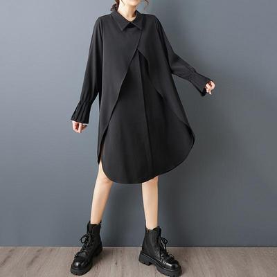 Long Sleeve Plus Size Vintage Black New In Dresses for Women Casual Loose Spring Autumn Dress