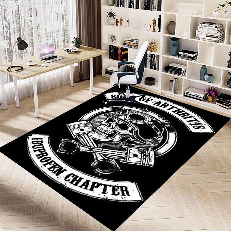1pc Sons of Anarchy Themed Office Carpet Chair Mats - Durable Polyester Rug for Home Theater, Office, Dorm Room Decor - tA22