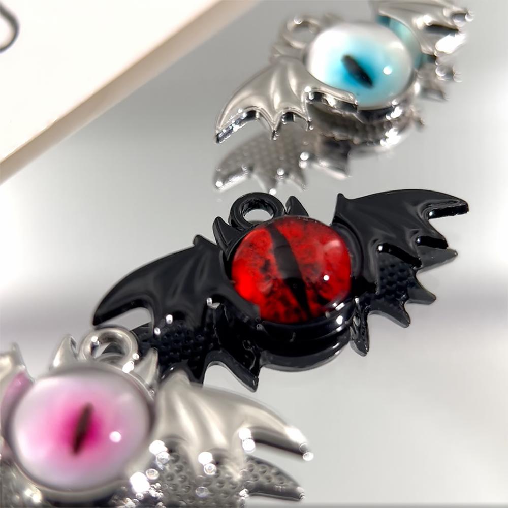 5pcs/lot Dark Wind Alloy Bat Magic Eye Pendant For DIY Anime Peripheral Necklace Keychain Bracelet Necklace Creative Jewelry
