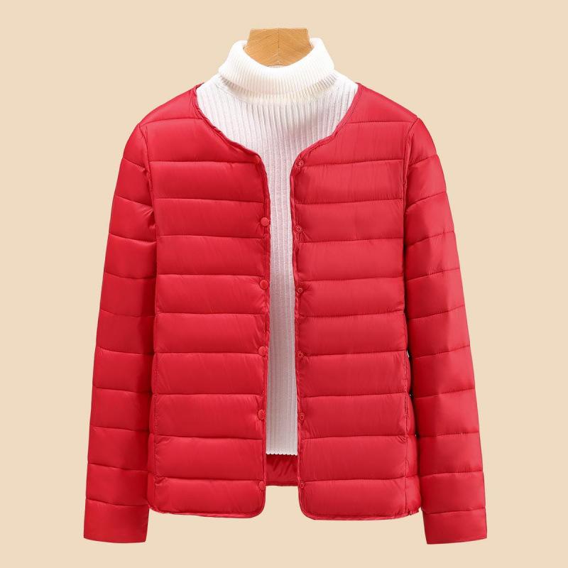 Короткая Легкая и Теплая Осенне-Зимняя Женская Хлопковая Одежда Модная Теплая Хлопковая Одежда Женское Пальто M красный