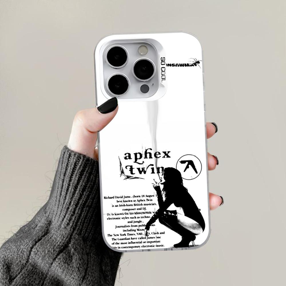 

Aphex Twin Logo Art Phone Case For iPhone 16,15,14,13,12,11,Pro,Max,Plus,Mini,XS,SE Anti Fall Gray Silver Matte Hard Bumper iPhone12mini