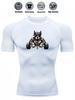 Mens Compression Short Sleeve T-Shirt Muscular Bulldog Weightlifting Graphic Breathable Quick Dry High Elasticity Gym And Streetwear Athletic Top
