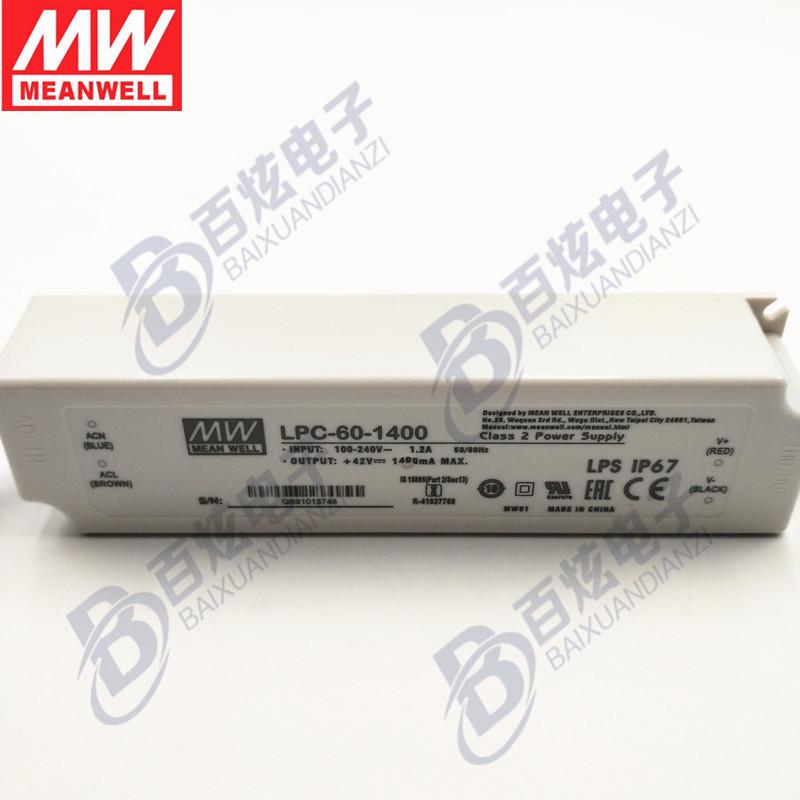 Mean Well LPC-60-1400, 60W 1400mA Waterproof Constant Current LED Power Supply