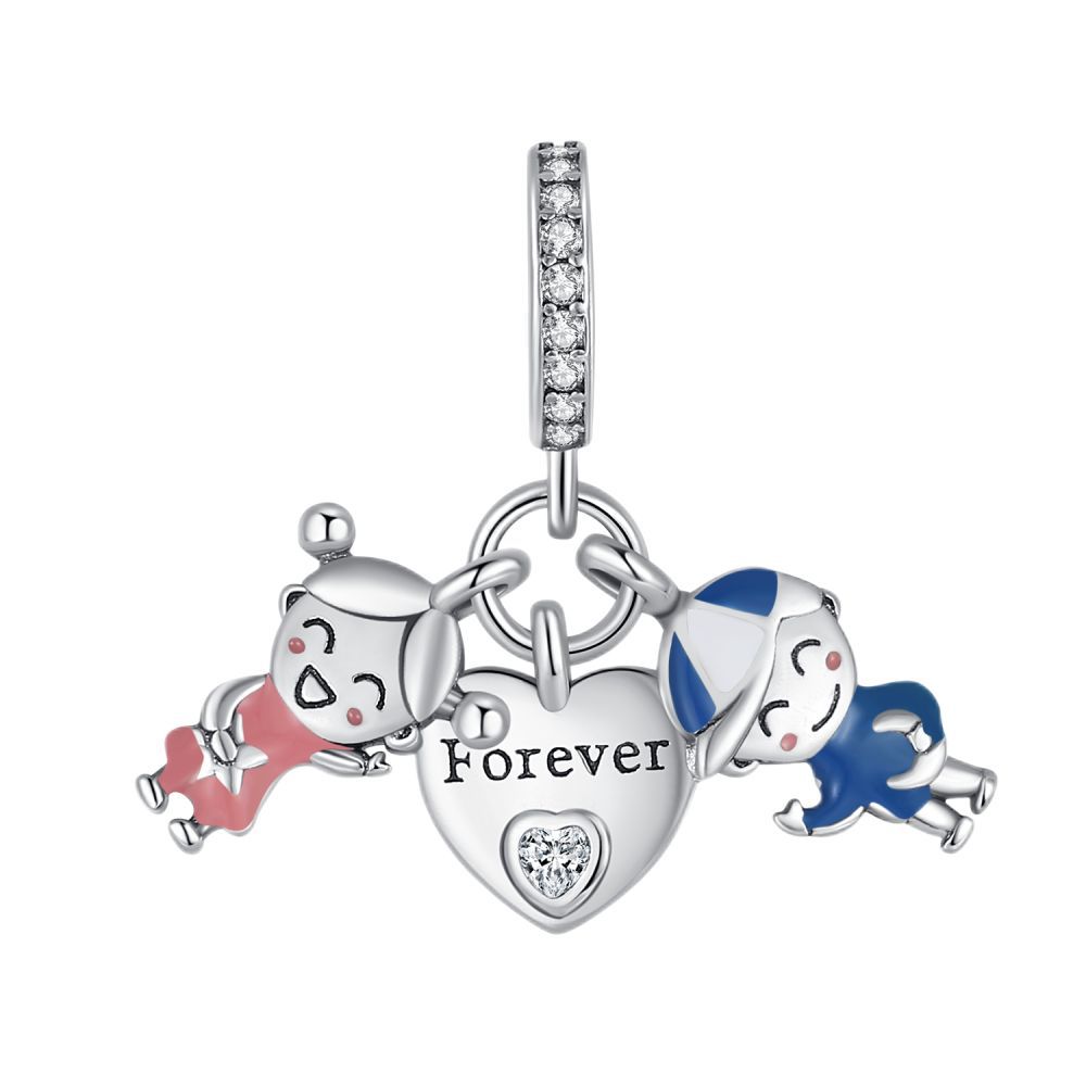 S925 Silver DIY Craft Accessories Fashion Kissing Figure Charms For Couples Handmade Jewelry Making Supplies
