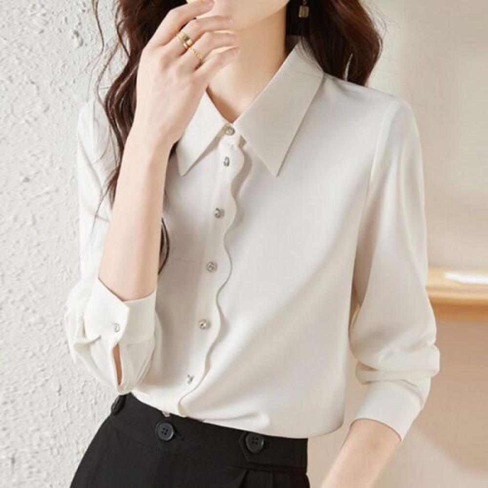 Navava Long Sleeve Shirt Wave Button Collar Nb2835
