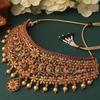 Fashion Latest Stylish Design Fancy Pearl Choker Traditional Temple Necklace Jewellery Set for Women